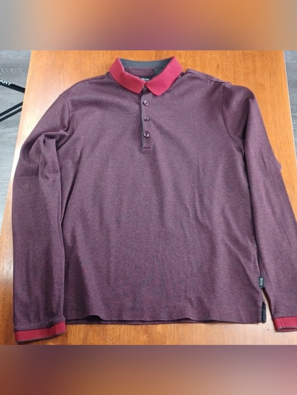 Hugo Boss Men's Long Sleeved Stretch-Cotton Polo Shirt